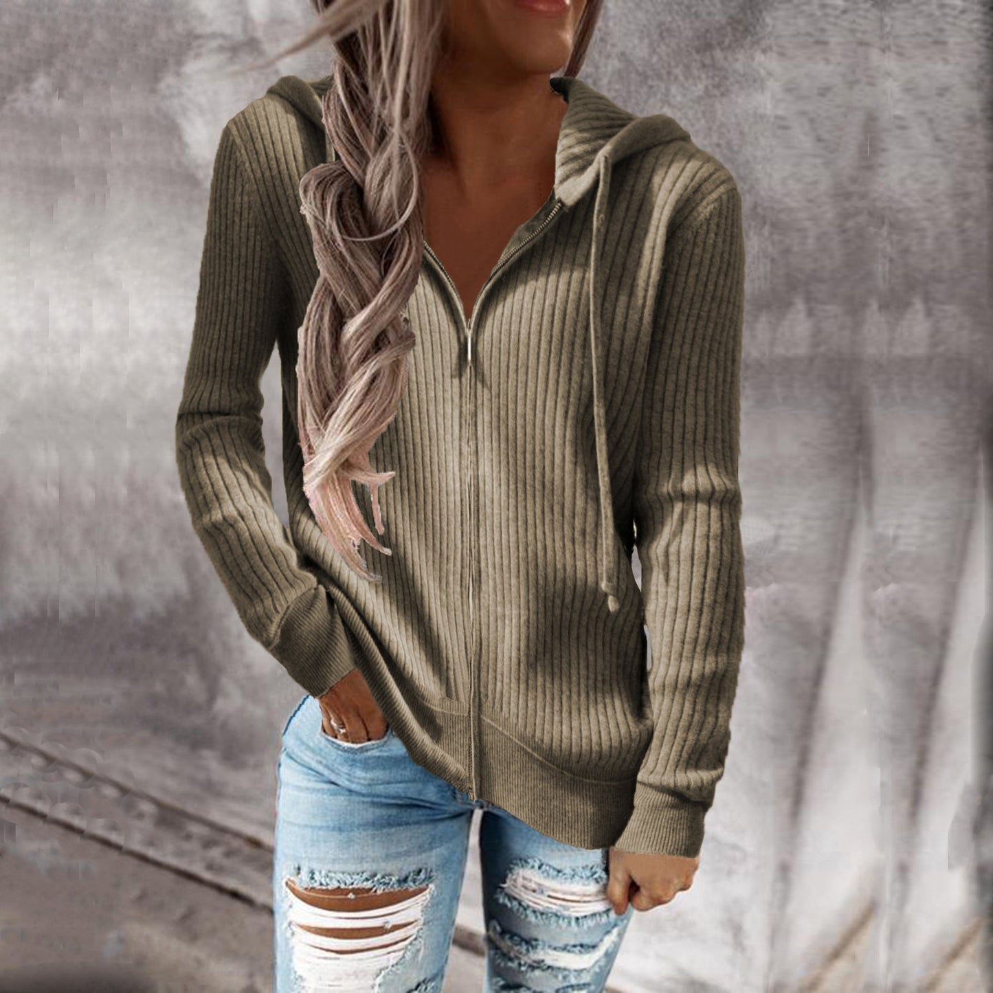 Veste à capuche pour femme en tissu texturé avec poches pratiques Berg-Feldt