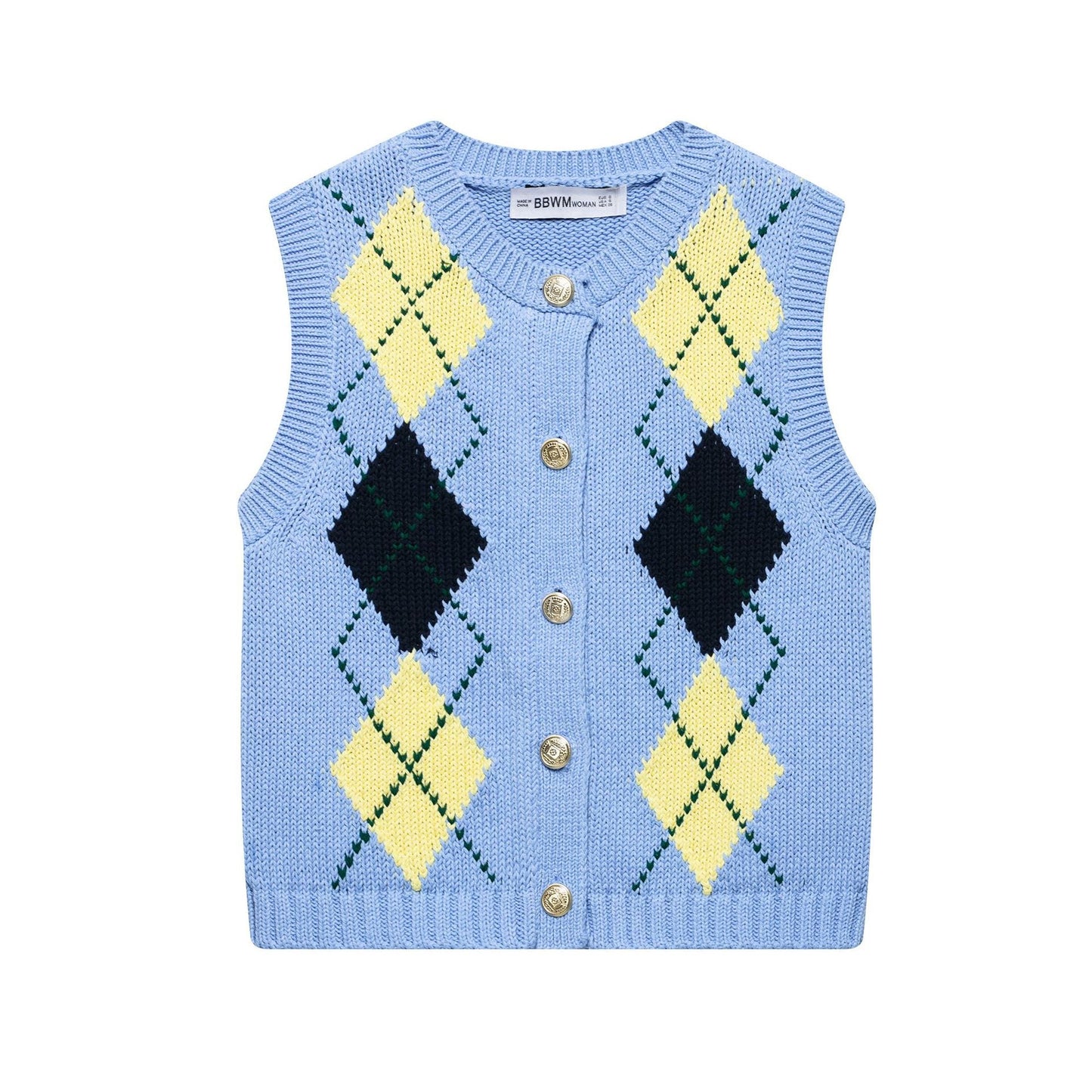 Gilet sans manches en tricot motif Argyle pour femme par Berg-Feldt