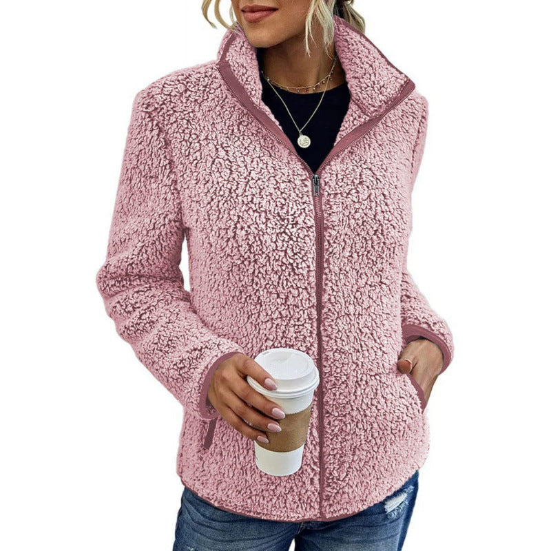 Veste polaire duveteuse à col montant et poches latérales pour femme Berg-Feldt
