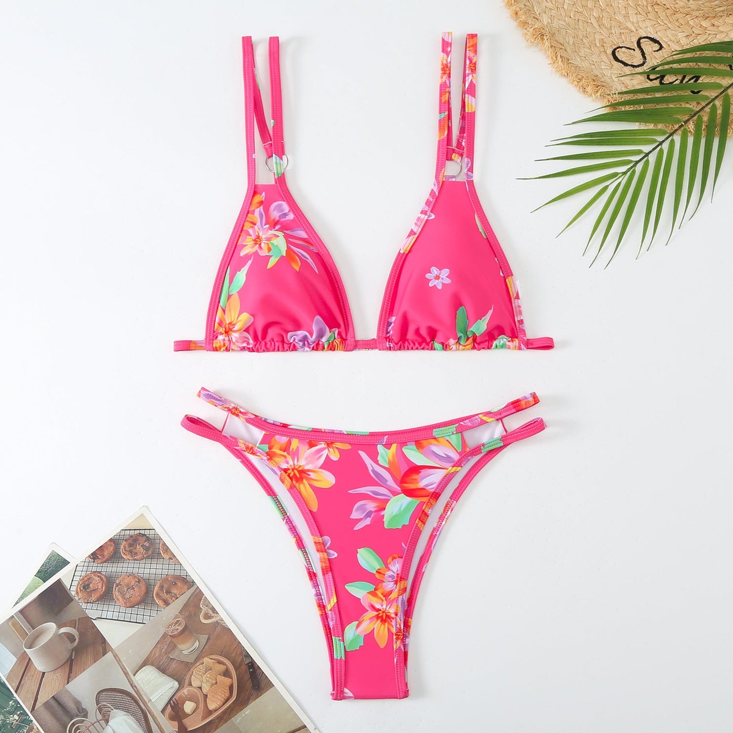 Ensemble bikini deux pièces triangle femme à doubles bretelles réglables et imprimé floral par berg-feldt