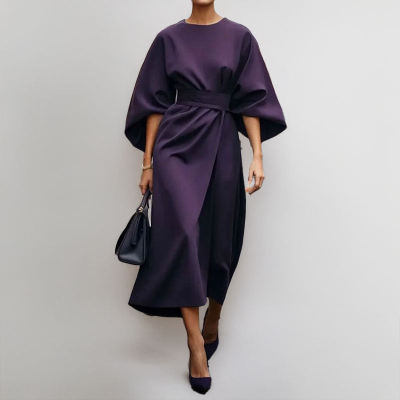 Robe longue Berg-Feldt pour femme avec manches spectaculaires et ceinture à la taille