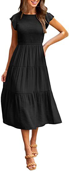 Midikleid für Damen mit elastischem Oberteil und fließendem Rock von berg-feldt
