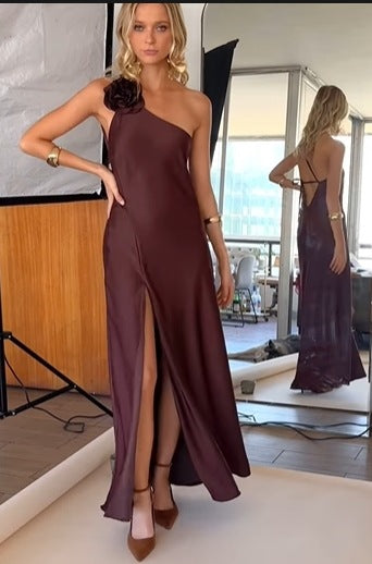 Robe de soirée asymétrique en satin pour femme Berg-feldt