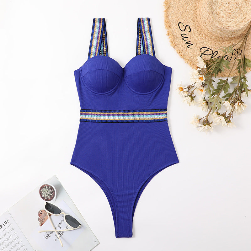 Maillot de bain femme Berg-Feldt avec bande sous la poitrine et bretelles décoratives