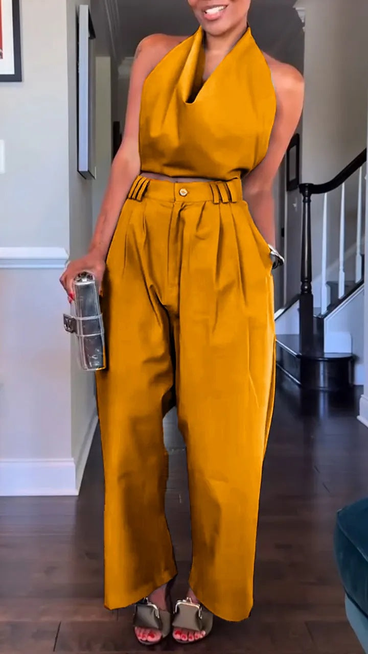 Combinaison en satin dos nu et pantalon cintré pour femme Berg-Feldt