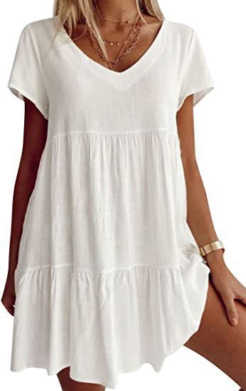 Lightweight, casual women's summer dress with V-neck and wide skirt from berg-feldt