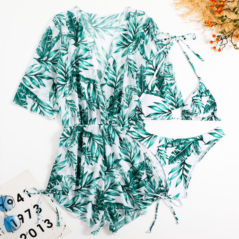 Ensemble de maillots de bain Berg-Feldt pour femme : bikini et kimono fleuri