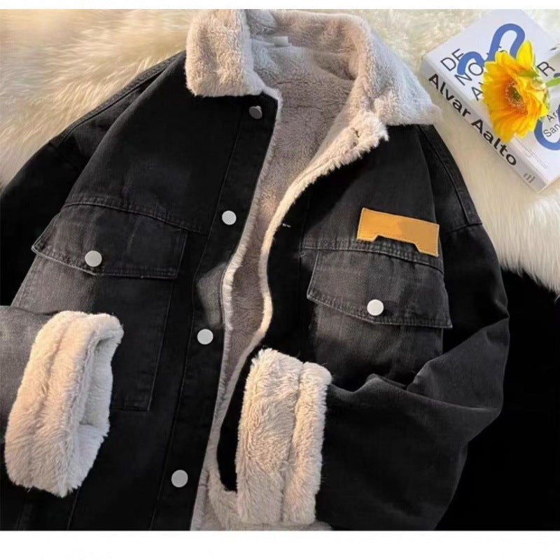 Damen oversized Jeansjacke mit Innenfutter aus Teddyfell Berg-Feldt