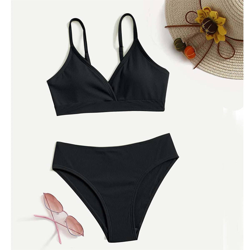 Ensemble bikini femme berg-feldt avec design côtelé élégant et taille haute