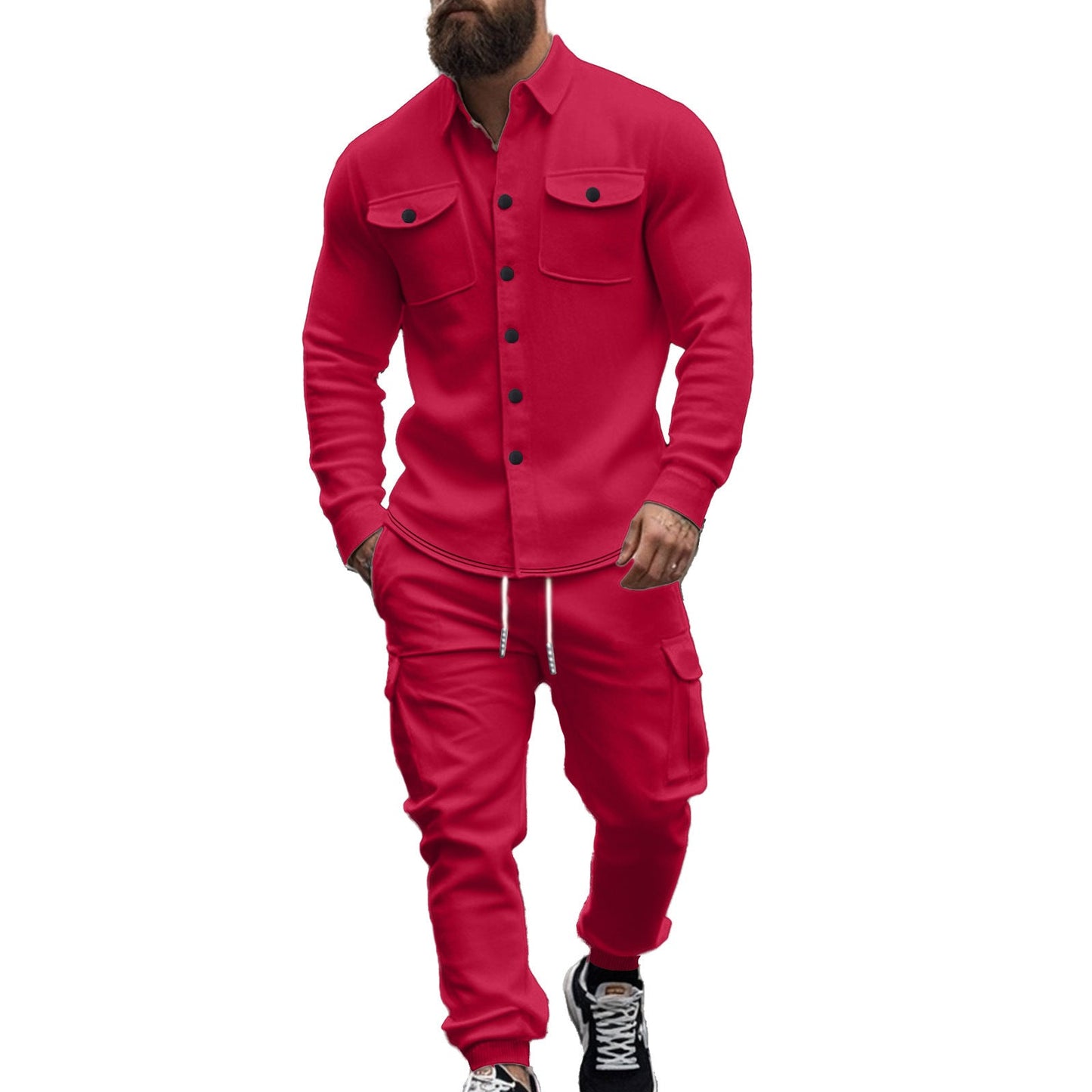 Ensemble cargo pour homme, chemise décontractée et pantalon élastique Berg-Feldt