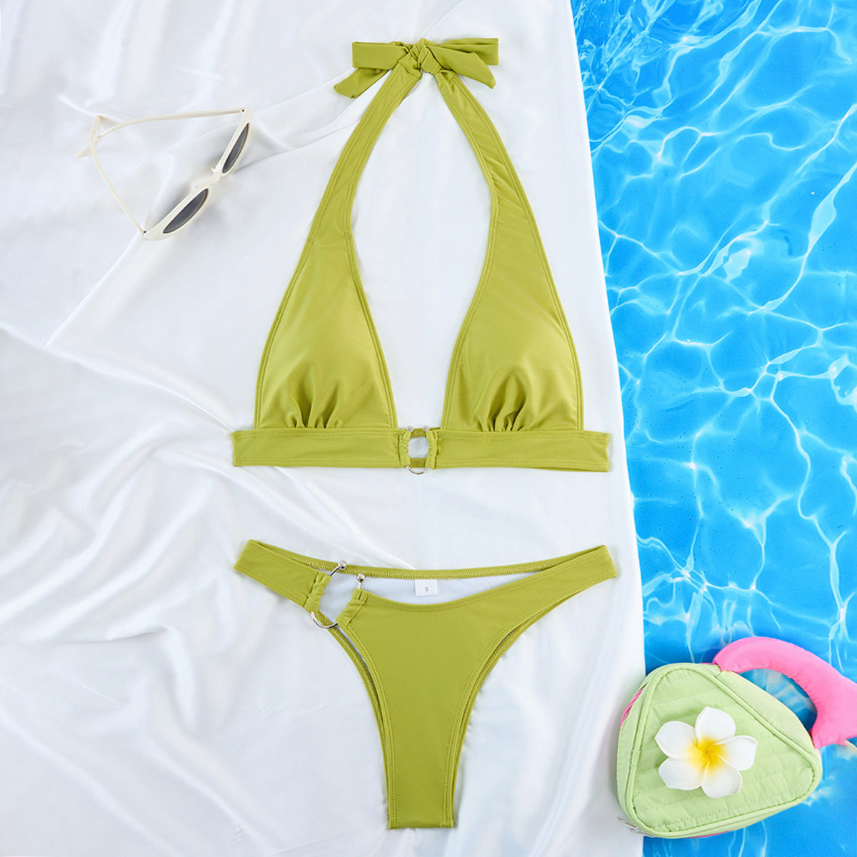 Women's High-Cut Triangle Bikini Set with Ring Detail by berg-feldt