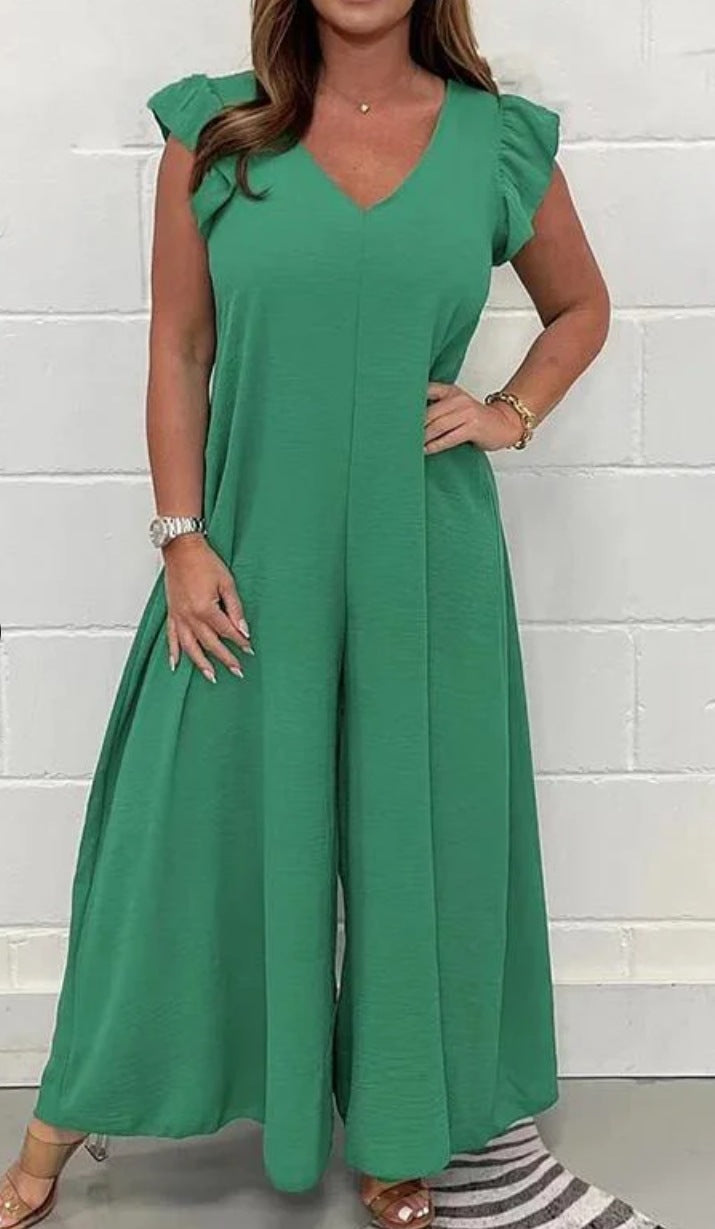 Combinaison élégante pour femme à jambes larges et col en V de berg-feldt