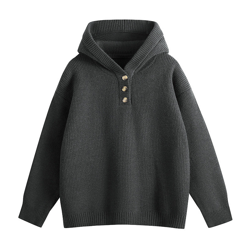 Damen-pull en maille de haute qualité avec col montant et détails boutonnés Berg-Feldt