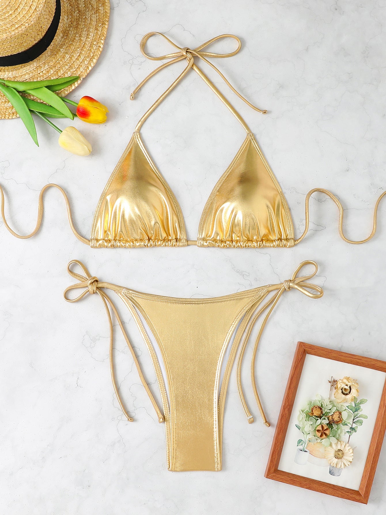 Haut de bikini triangulaire scintillant pour femme Berg-Feldt