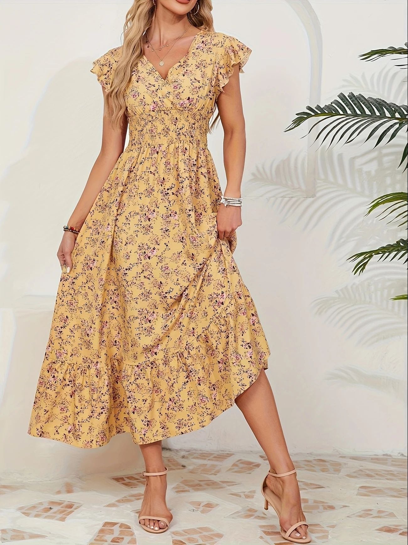 Robe longue pour femme avec jupe ample et volants romantiques – berg-feldt