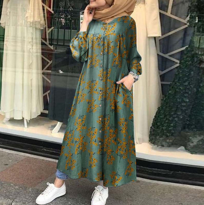 Langärmlige Damen-Tunika mit Blumenprint und Taschen von berg-feldt