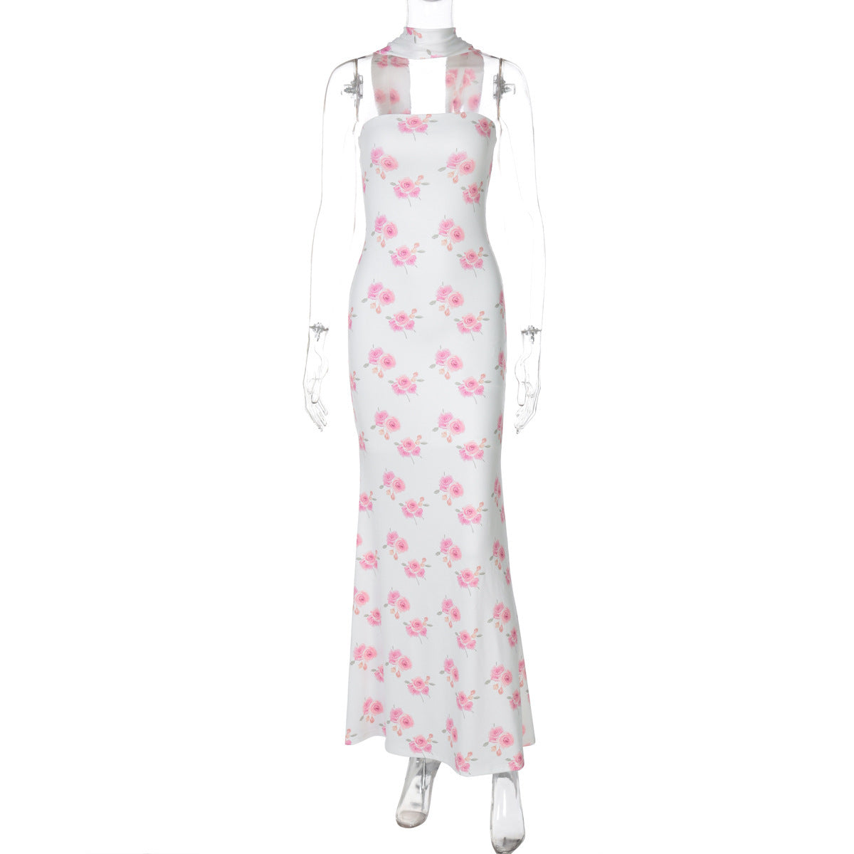 Schulterfreies Damen-Maxikleid mit floralem Muster von berg-feldt