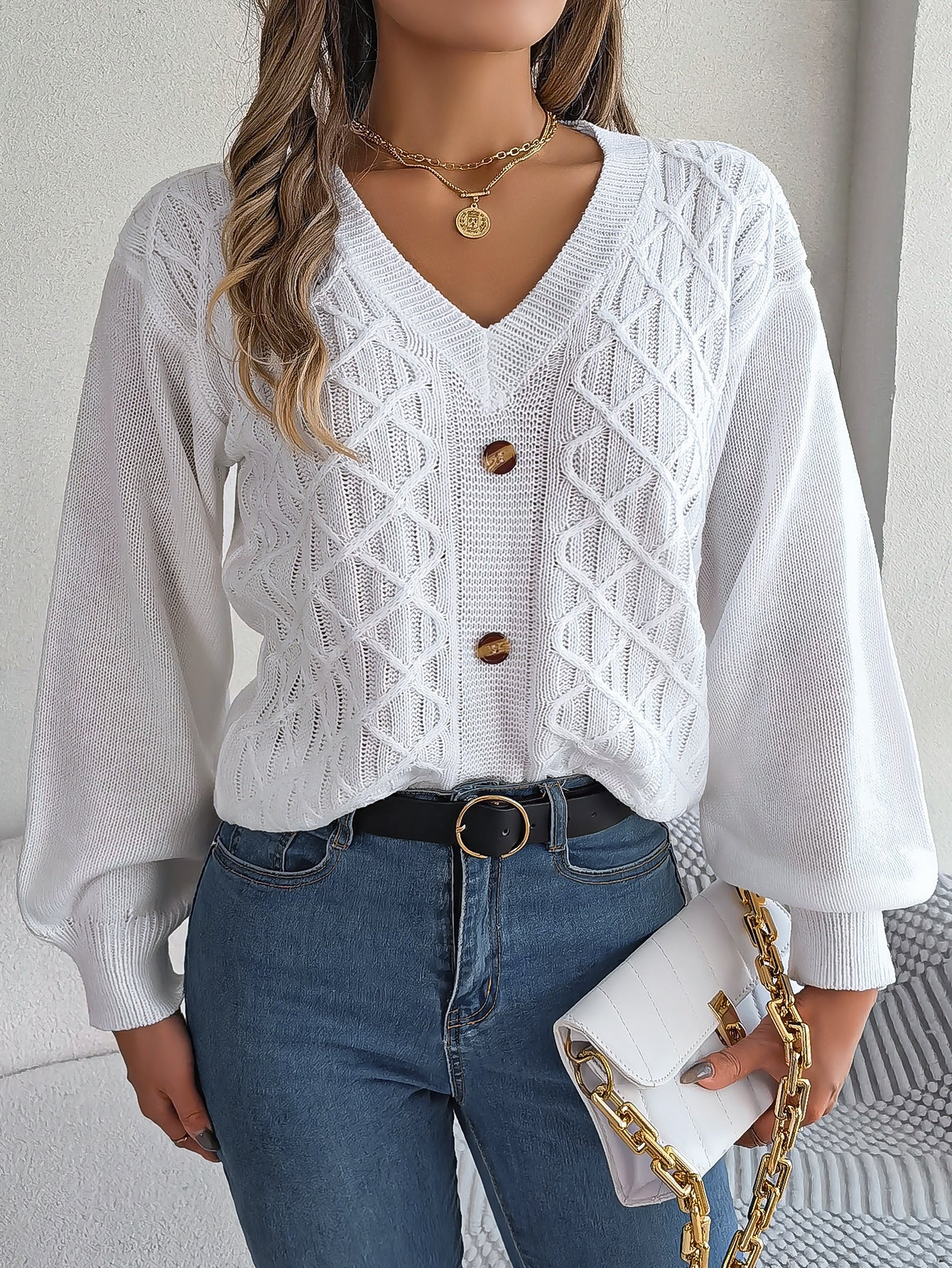 Cardigan femme Berg-Feldt torsadé avec boutons