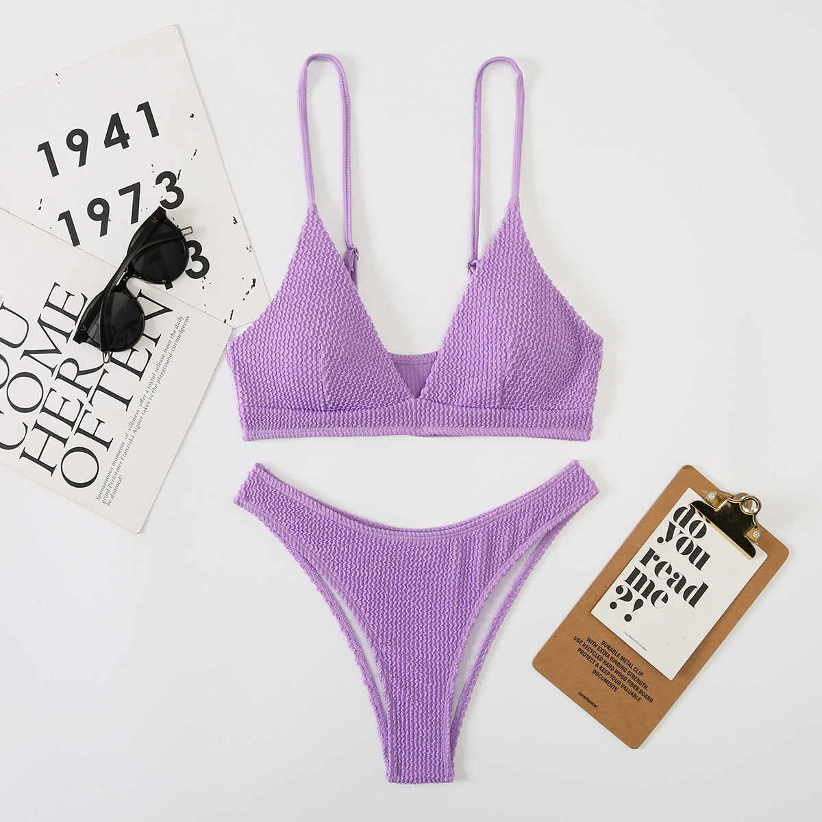 Ensemble de bikini pour femme de berg-feldt, avec surface texturée et bretelles fines