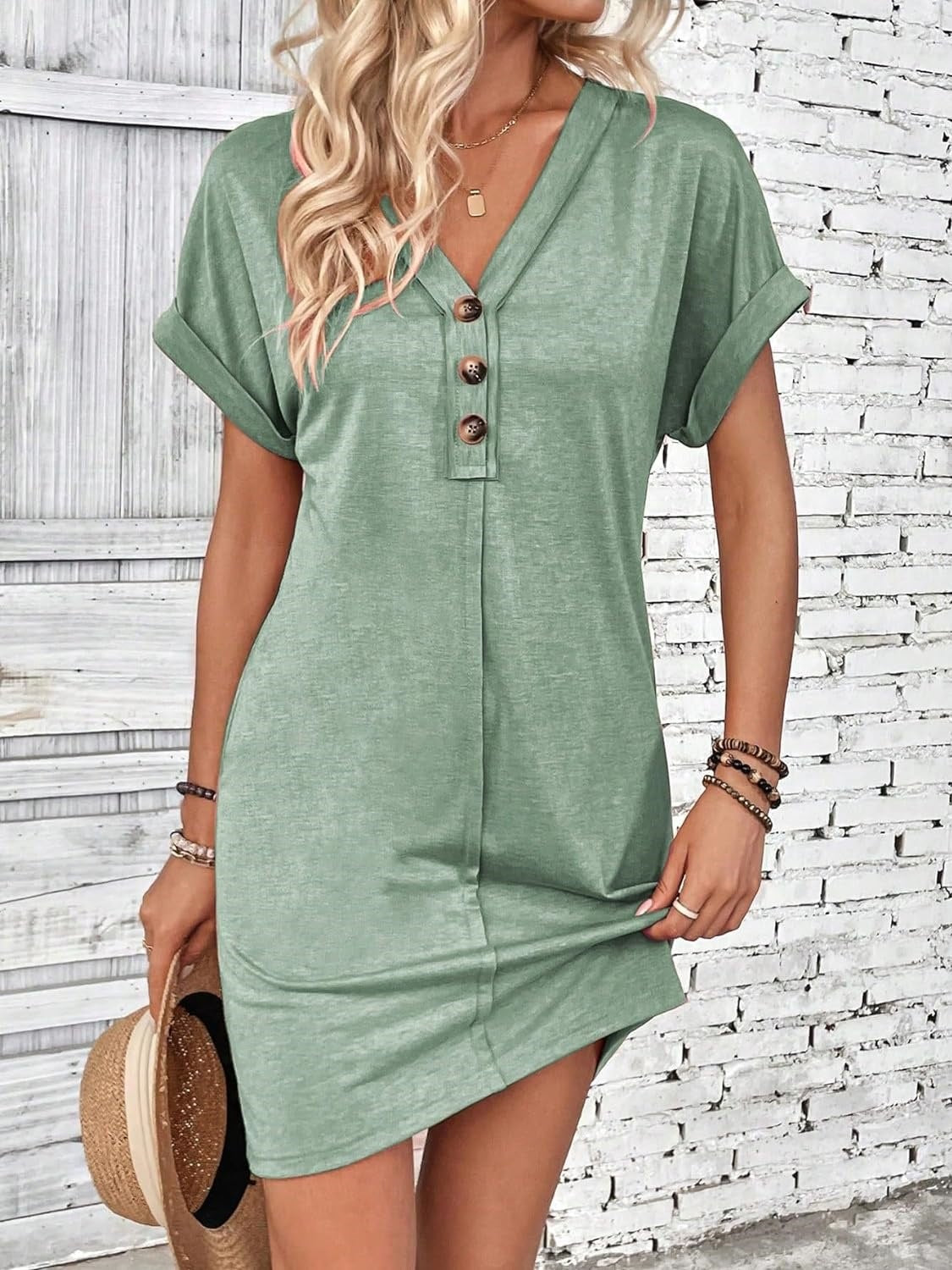 Robe chemise décontractée pour femme avec patte de boutonnage et manches retroussées de berg-feldt