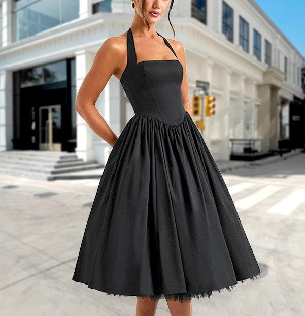 Damen A-Linien Cocktailkleid mit schulterfreiem Design und voluminösem Rock Berg-Feldt