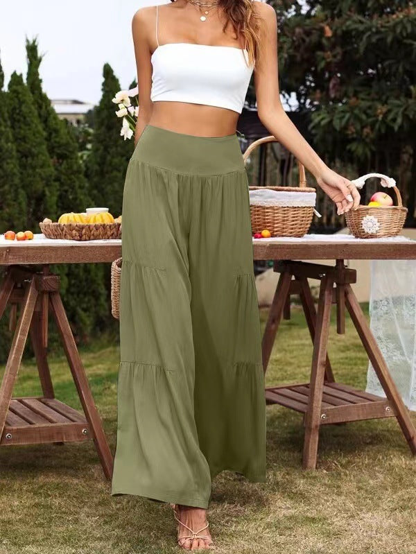 Sommerhose für Damen, weit geschnitten, hoher Bund, Volants, berg-feldt