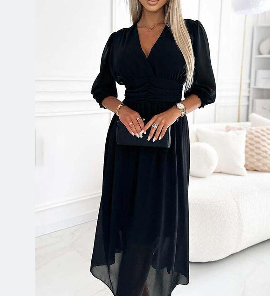 Robe midi Berg-Feldt pour femme avec manches bouffantes et taille cintrée