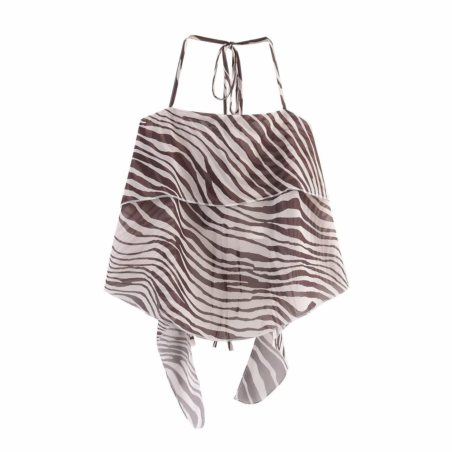 Women's Layered Zebra Print Halter Top berg-feldt