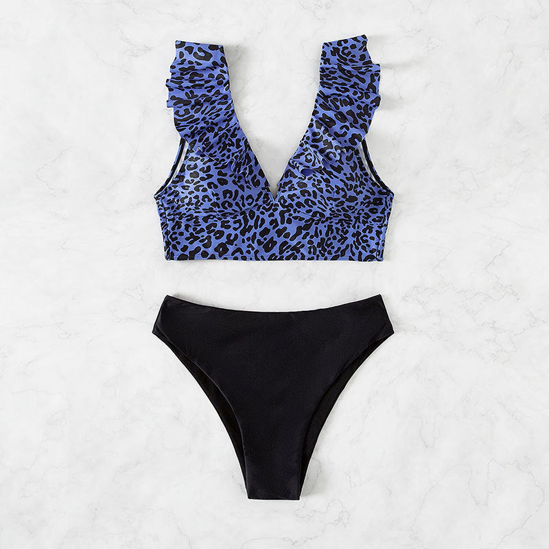 Haut de bikini froncé pour femme à imprimé animal berg-feldt