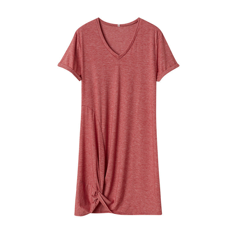 Berg-Feldt Robe Femme, décontractée, col en V, nouée devant