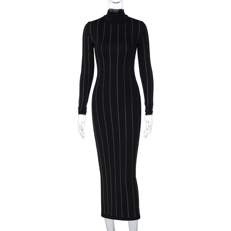 Robe élégante à manches longues pour femme, coupe ajustée et col montant, de berg-feldt