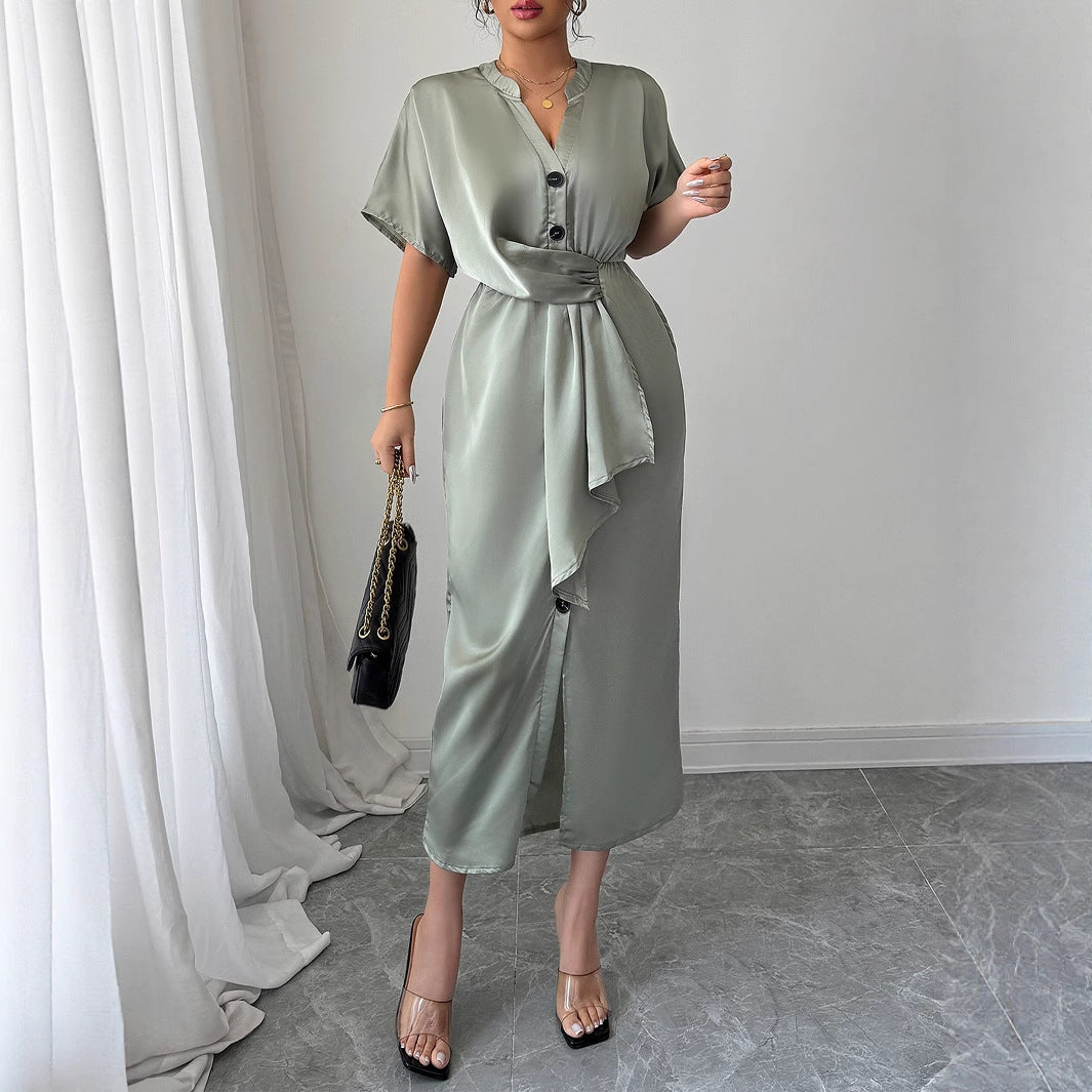 Robe mi-longue pour femme avec boutons et ceinture de berg-feldt
