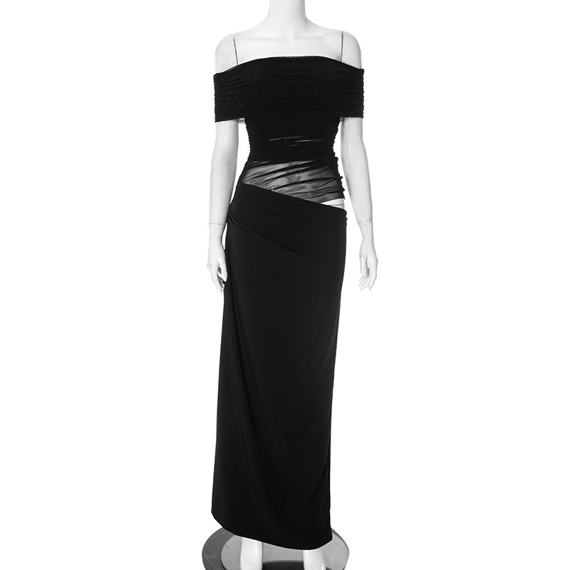 Robe longue à épaules dénudées et volants Berg-Feldt pour femme