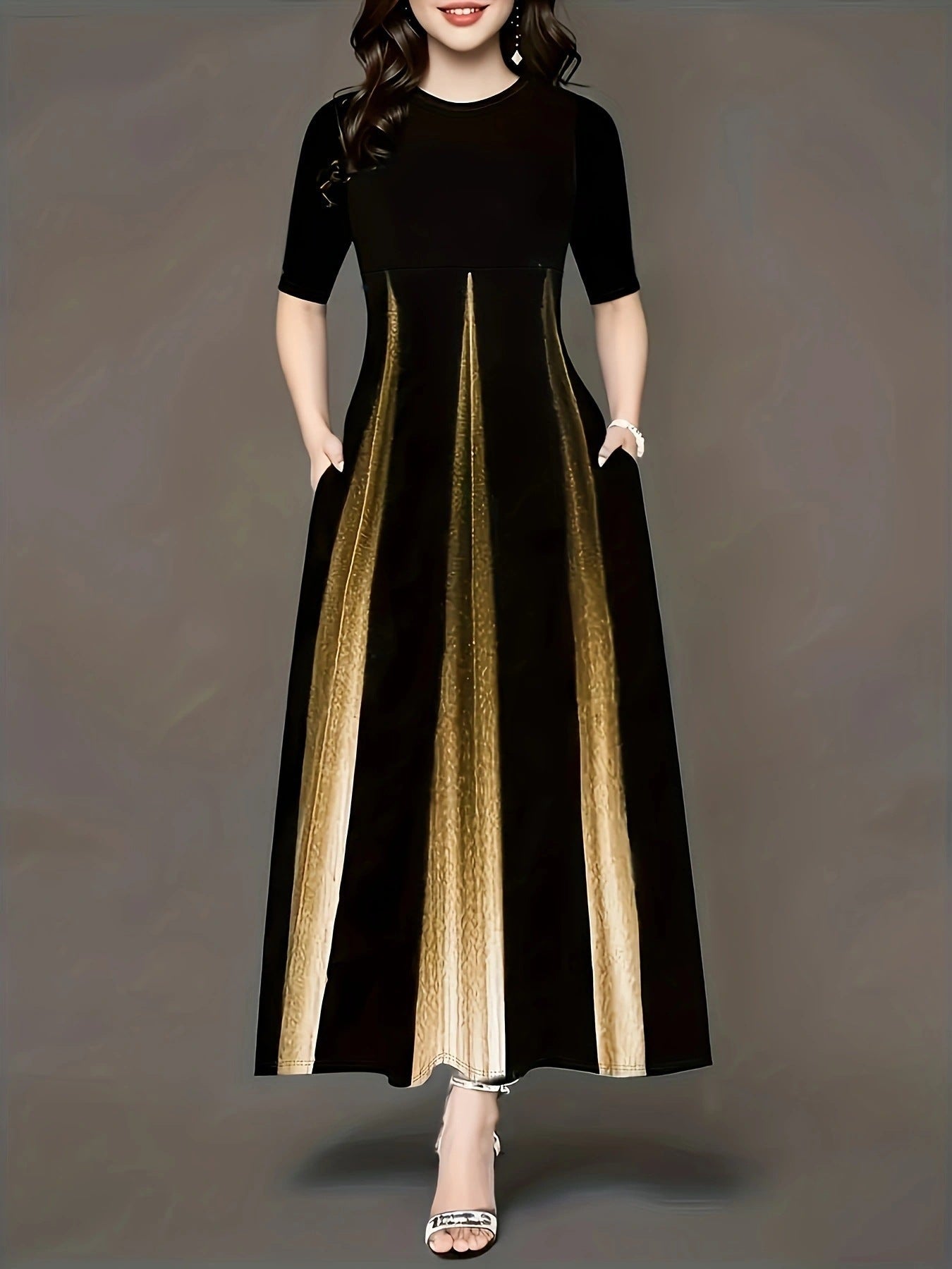 Robe longue pour femme avec dégradé de couleurs moderne et poches latérales pratiques Berg-Feldt