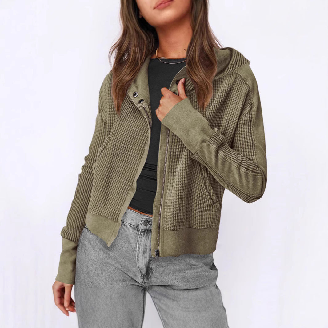 Veste zippée décontractée à capuche pour femme, motif structuré Berg-Feldt