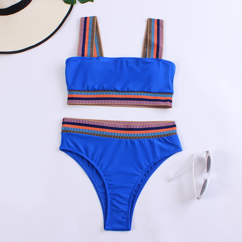 Haut de maillot de bain à bretelles larges et bande colorée berg-feldt pour femme