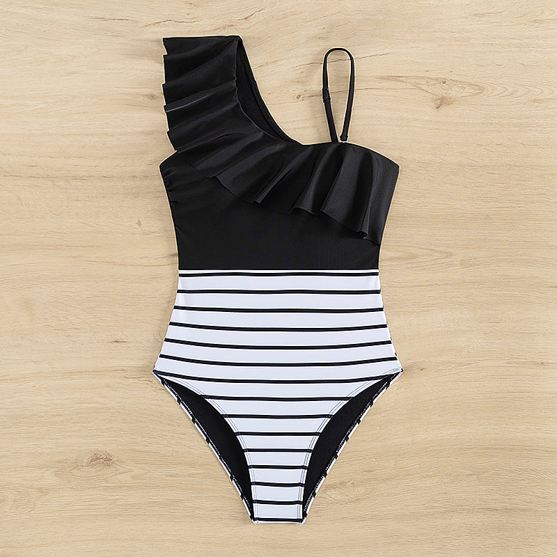 Maillot de bain rayé à volants Berg-Feldt pour femme