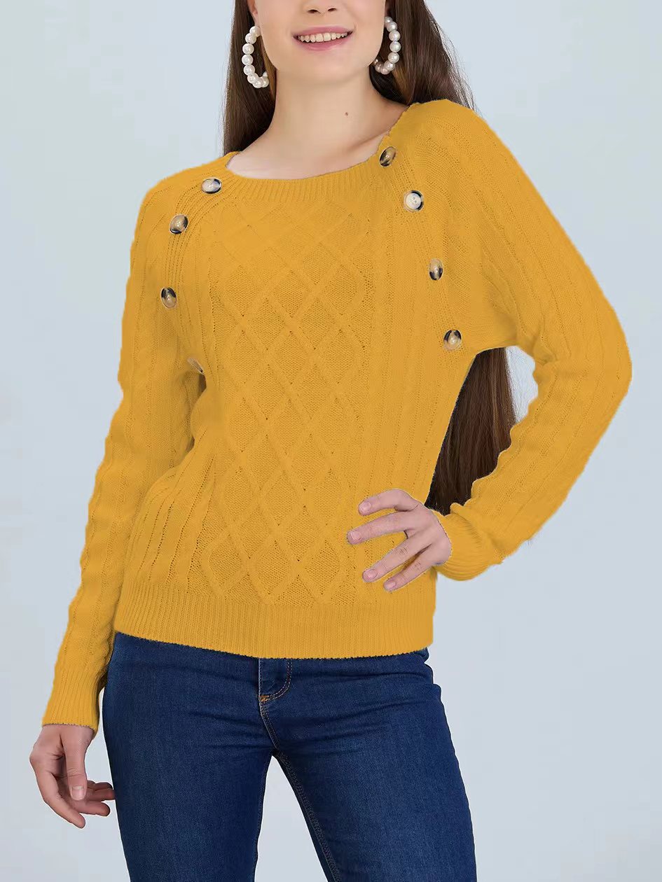 Pull en maille jacquard motif losanges et boutons décoratifs Berg-Feldt