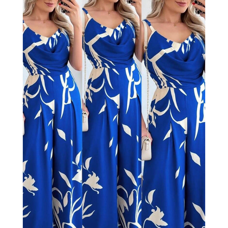 Combinaison femme Berg-Feldt à fleurs et col drapé