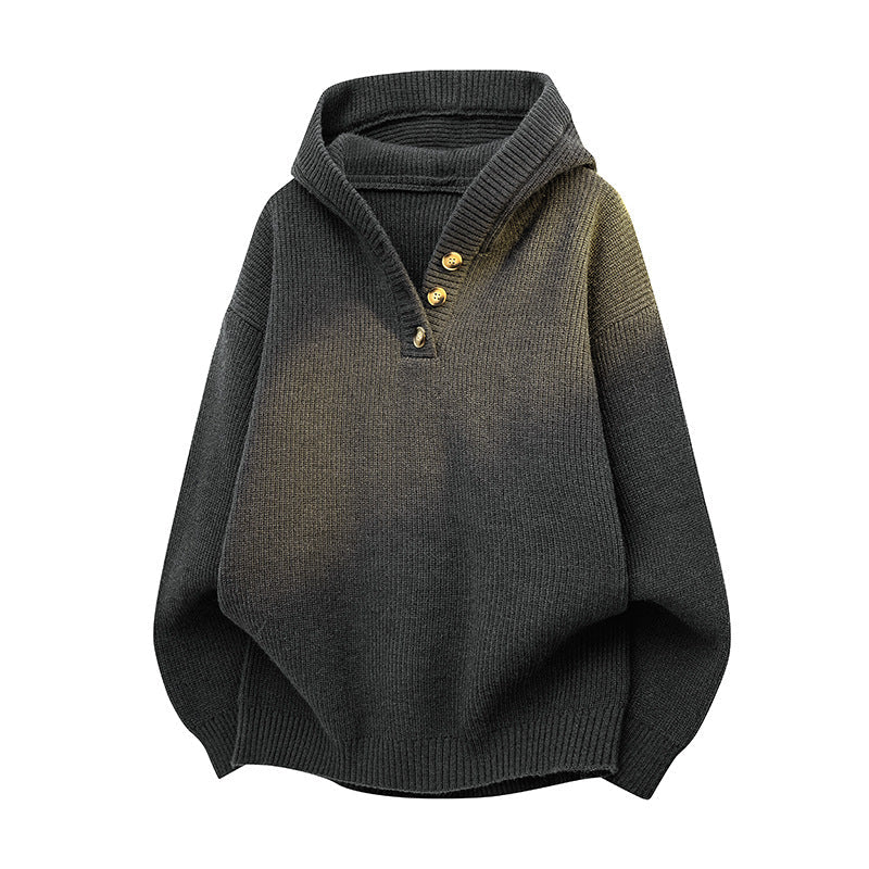 Damen-Strickpullover mit halbem Reißverschluss und Zierknöpfen aus Holz Berg-Feldt