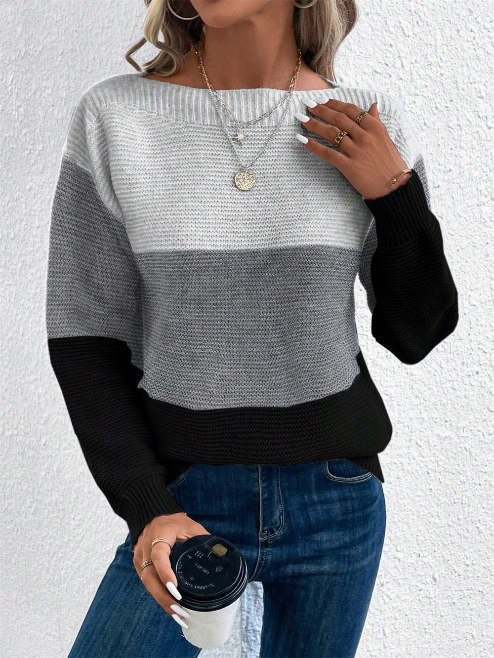 Damen Klassischer Pullover mit Streifenmuster Berg-Feldt