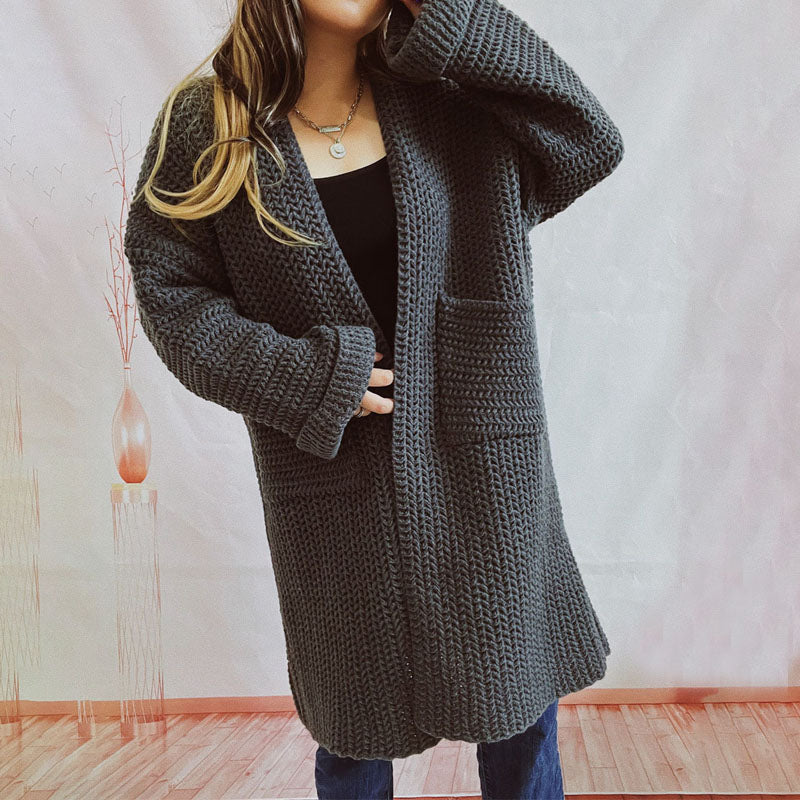 Berg-Feldt | Lange Strickjacke mit Taschen Chunky Strick Weiche und Lässige Silhouette