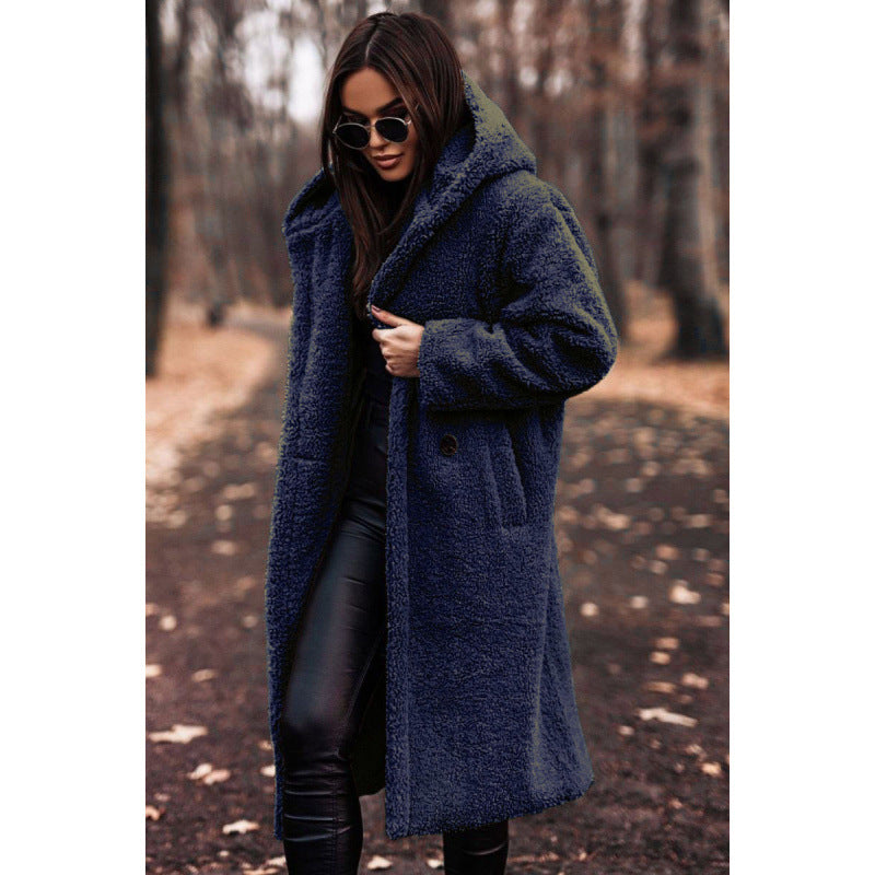 Damen Teddy manteau à capuche confortable avec fermeture à bouton Berg-Feldt