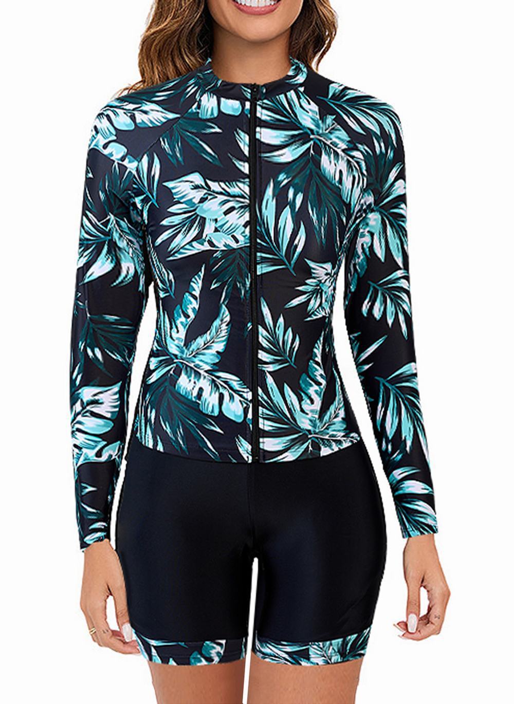 Maillot de Bain à Manches Longues à Motifs Floraux pour Femme Berg-feldt