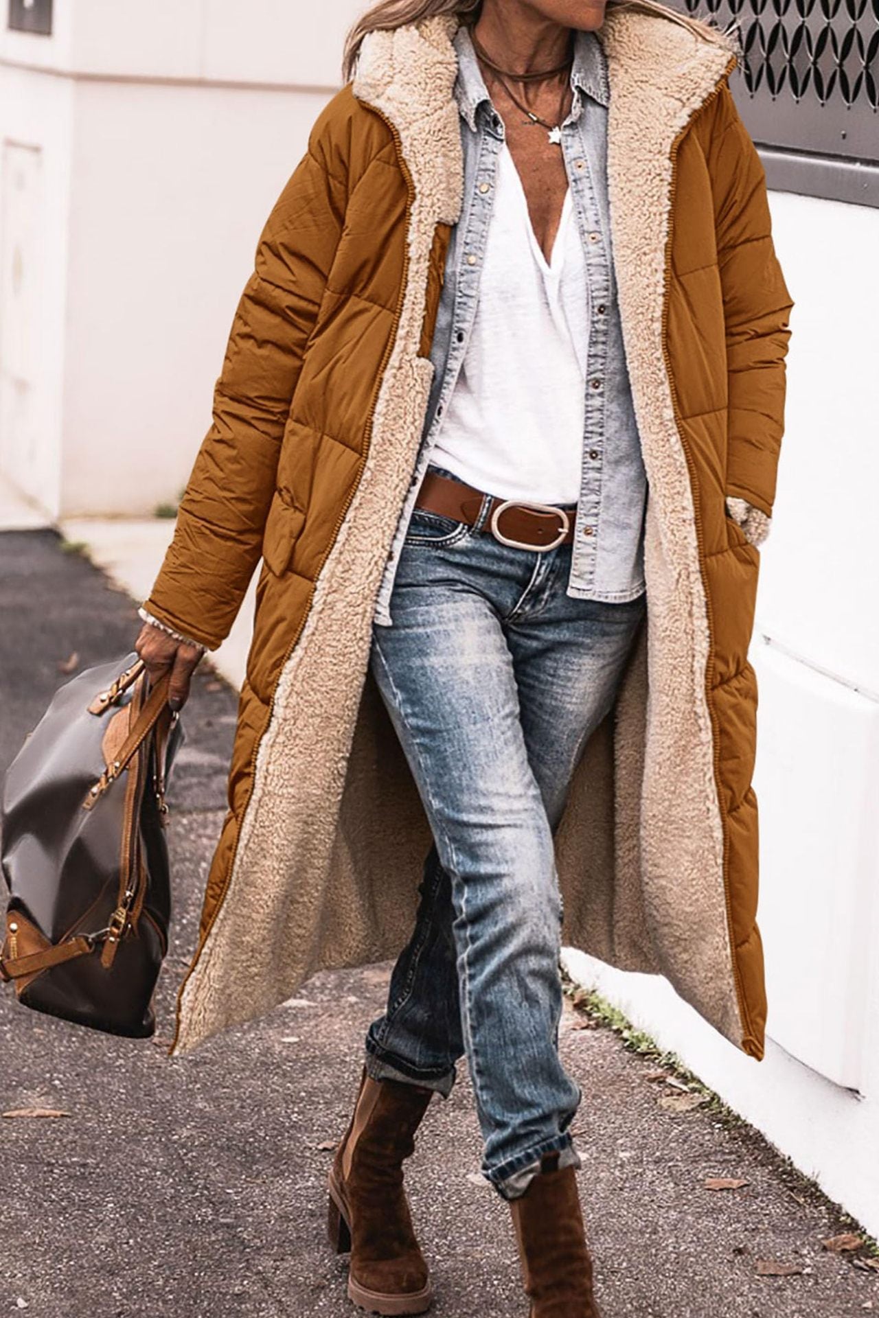 Veste longue matelassée pour femme avec doublure polaire douillette Berg-Feldt