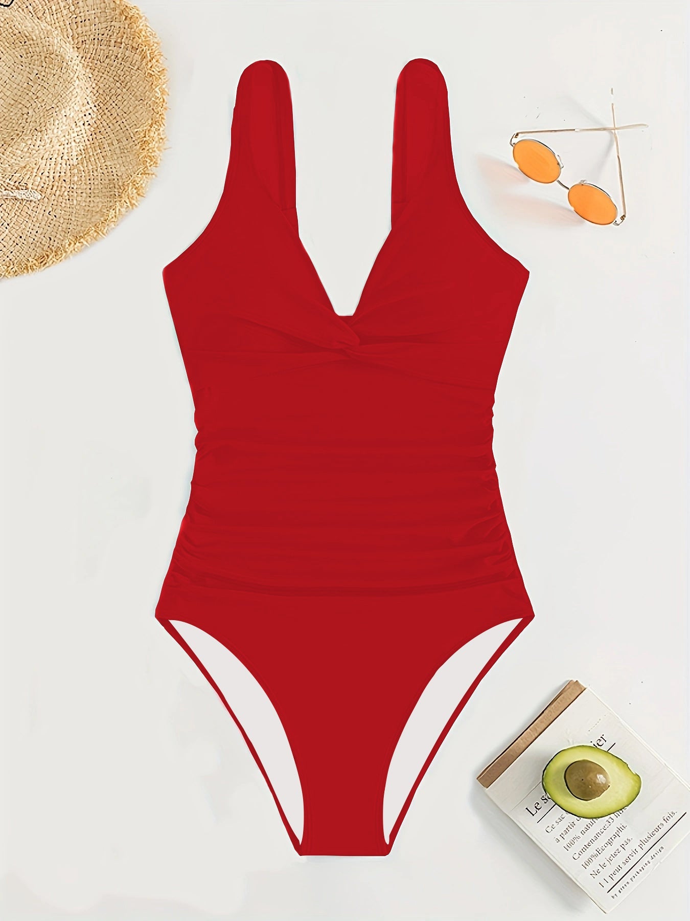 Maillot de bain femme Berg-Feldt, froncé, décolleté plongeant
