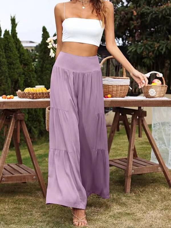 Sommerhose für Damen, weit geschnitten, hoher Bund, Volants, berg-feldt
