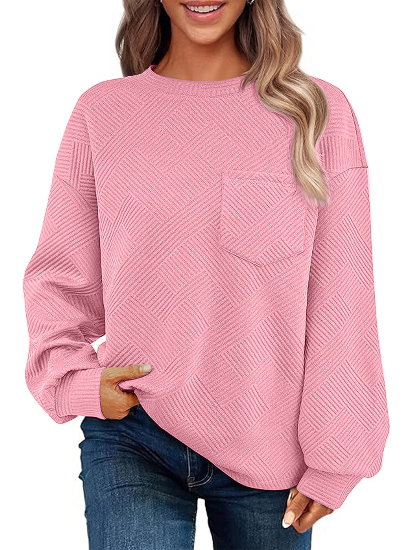Femme Pull décontracté à motif texturé avec poches pratiques Berg-Feldt