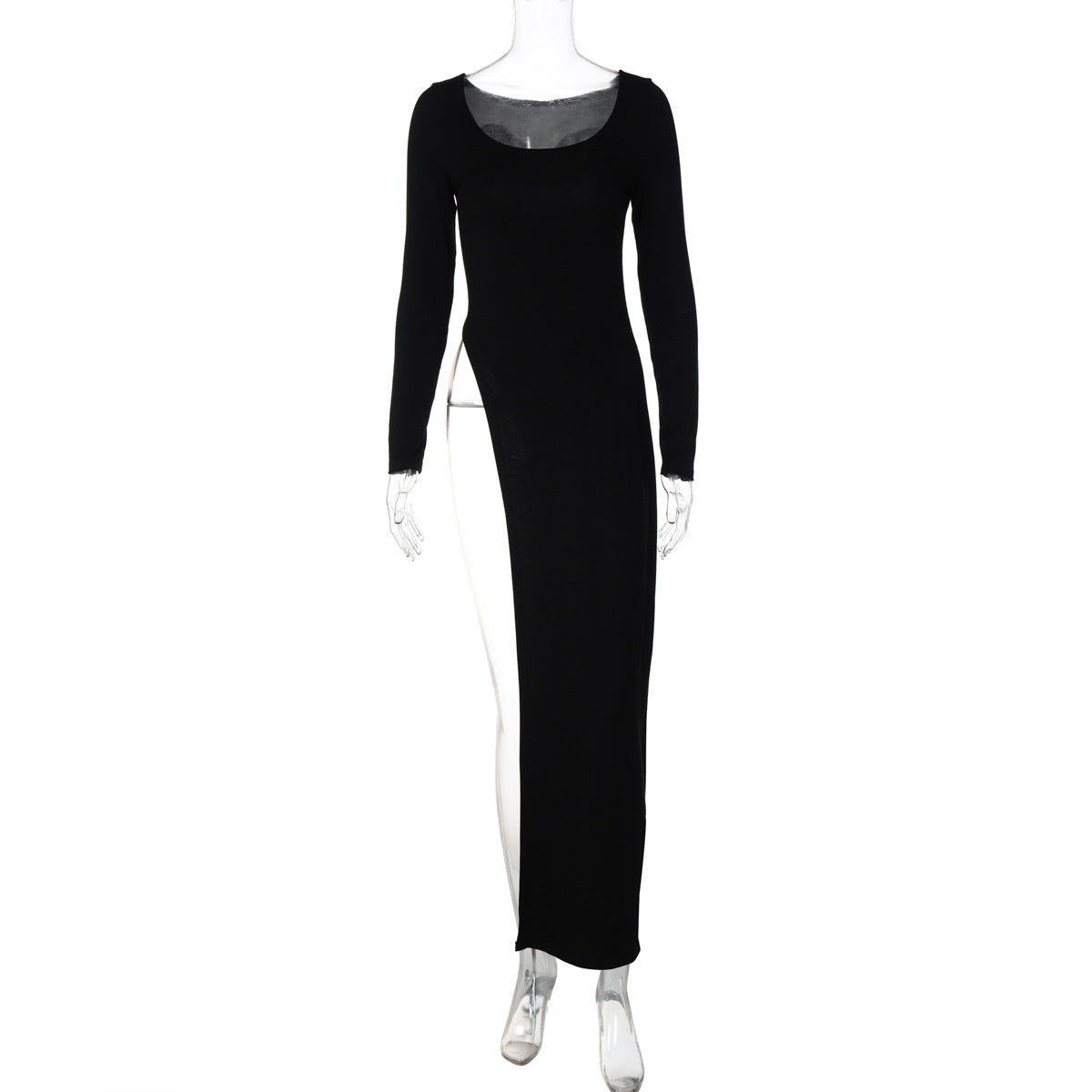Elegantes Damen-Maxikleid mit raffiniertem Seitenschlitz und langen Ärmeln von berg-feldt