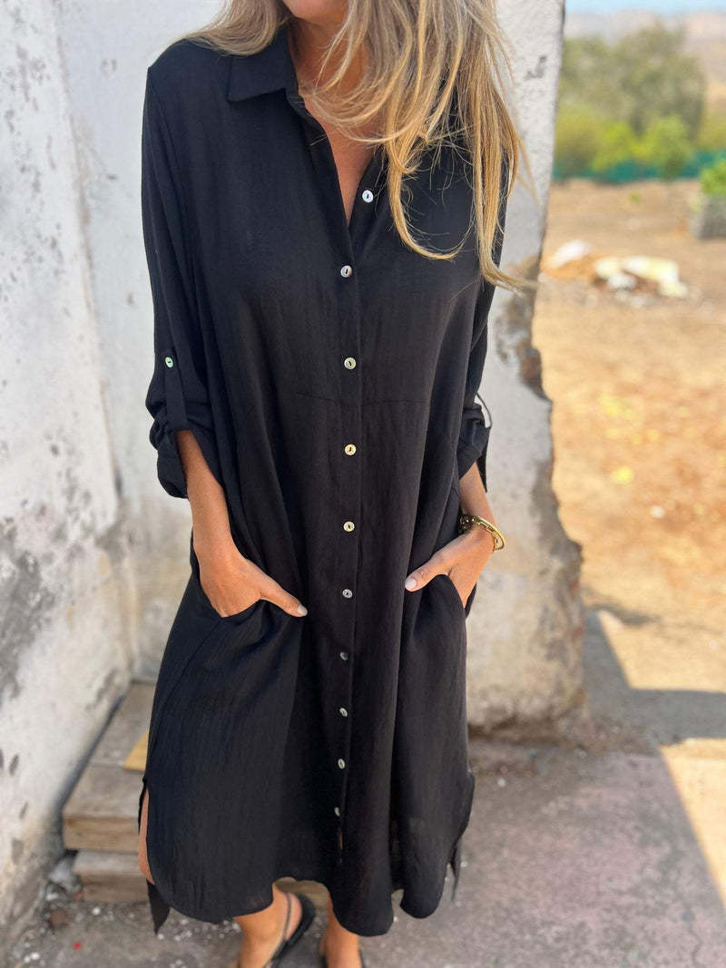Robe chemise courte pour femme avec boutons et poches de berg-feldt